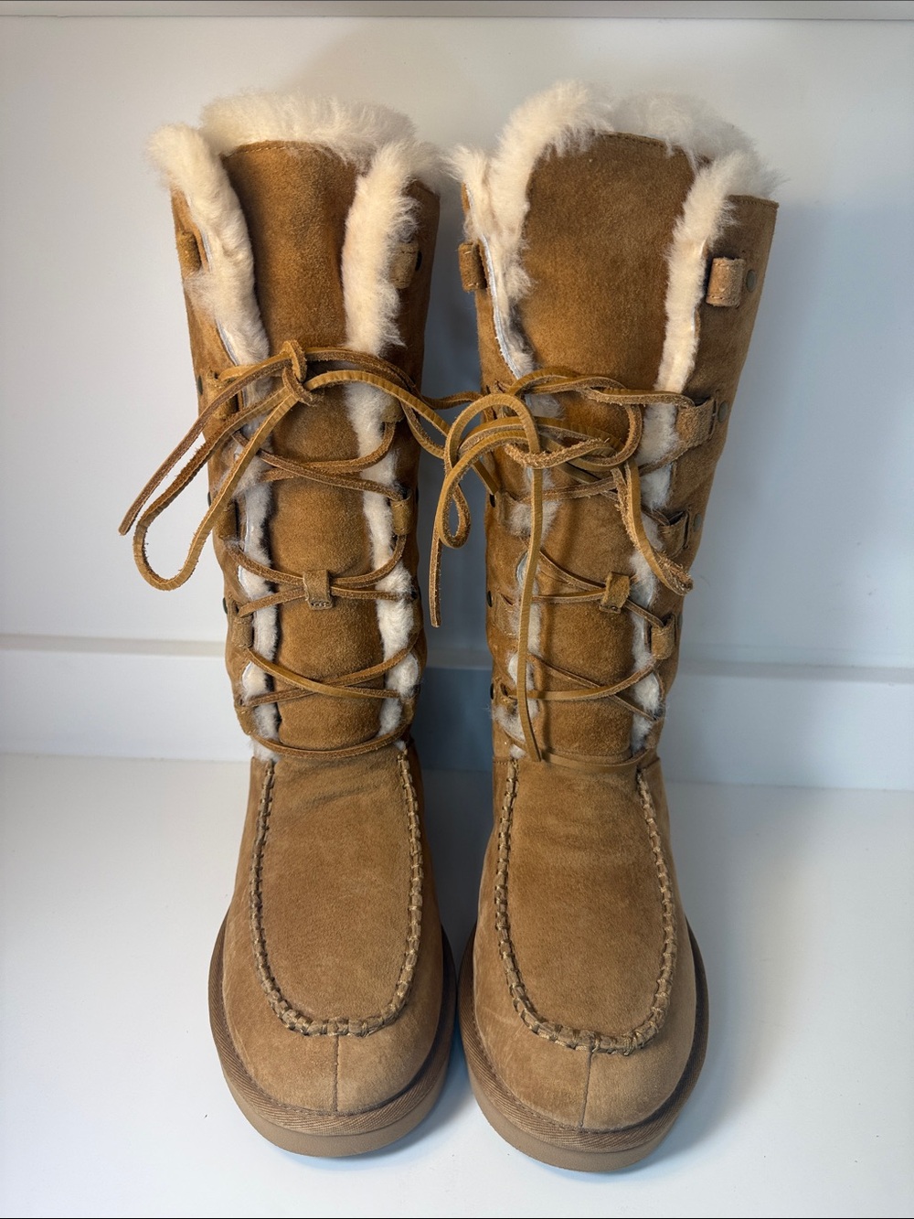 UGG Appalachian Shearling-Lined Suede Lace-Up Winter Boots - Size 6